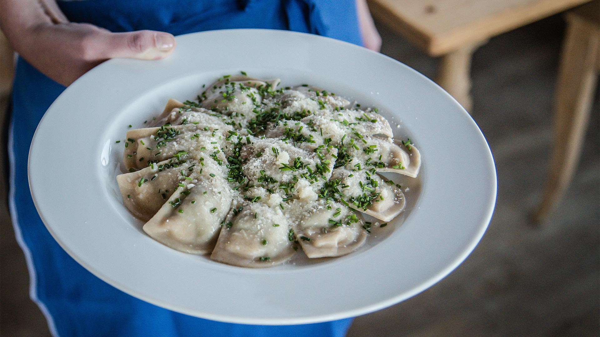 Plate of dumplings prepared according to the local recipe.